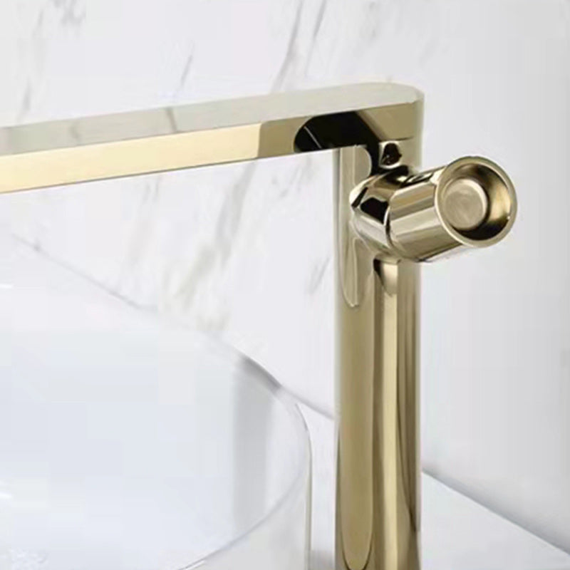 Modern Brass Bathroom Sink Faucet Low Arc with Knob Handle Vessel Faucet