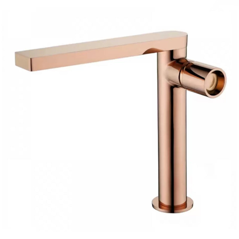 Modern Brass Bathroom Sink Faucet Low Arc with Knob Handle Vessel Faucet