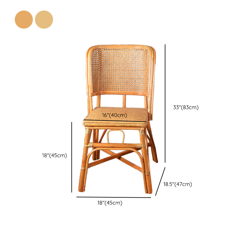 Contemporary Armless Wicker Chair Home Cane Back Dining Chair