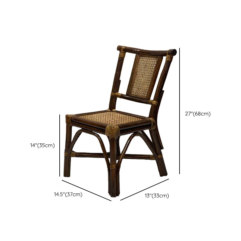 Contemporary Armless Wicker Chair Home Cane Back Dining Chair