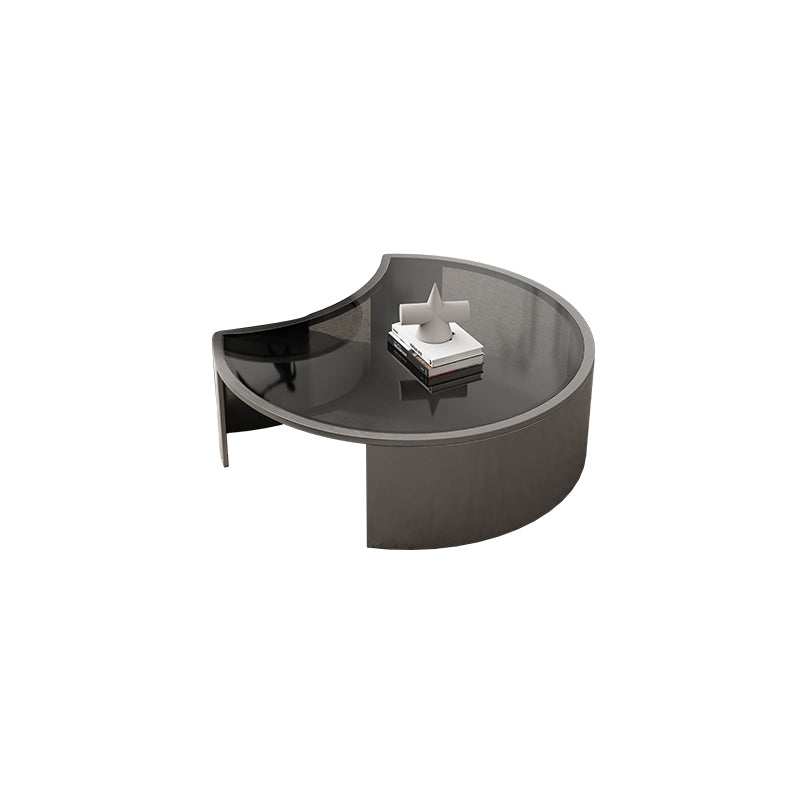 Glass Top Coffee Table Round Nesting Coffee Table Set with Grey Legs