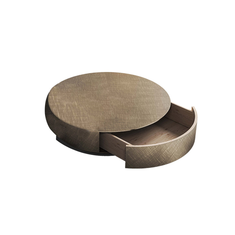 Round Coffee Table Brown Nesting Coffee Table Set for Living Room