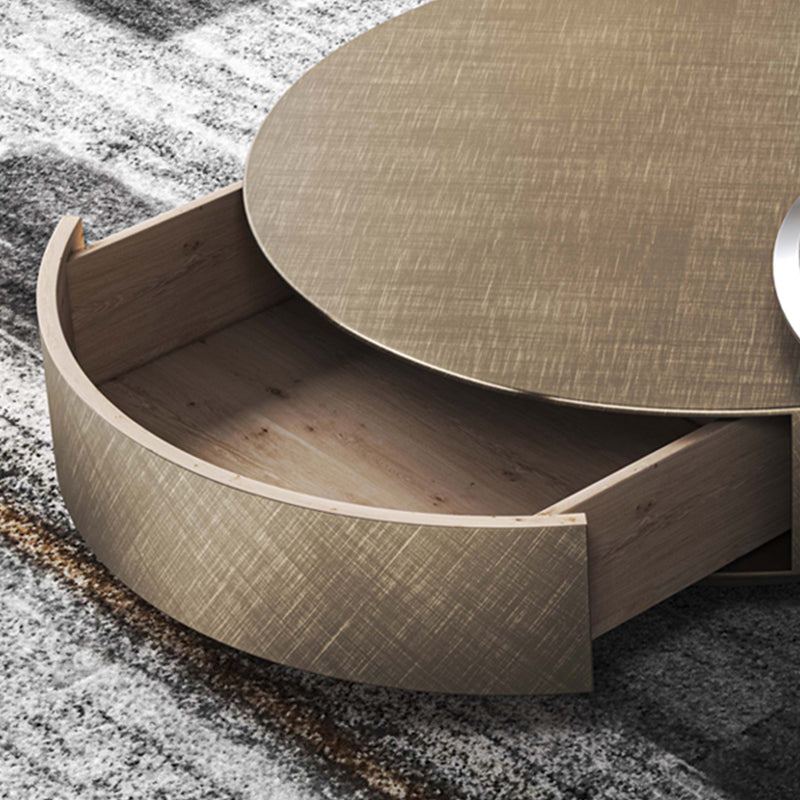 Round Coffee Table Brown Nesting Coffee Table Set for Living Room