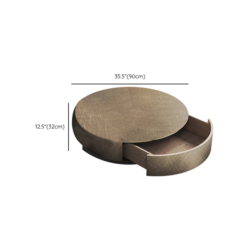 Round Coffee Table Brown Nesting Coffee Table Set for Living Room