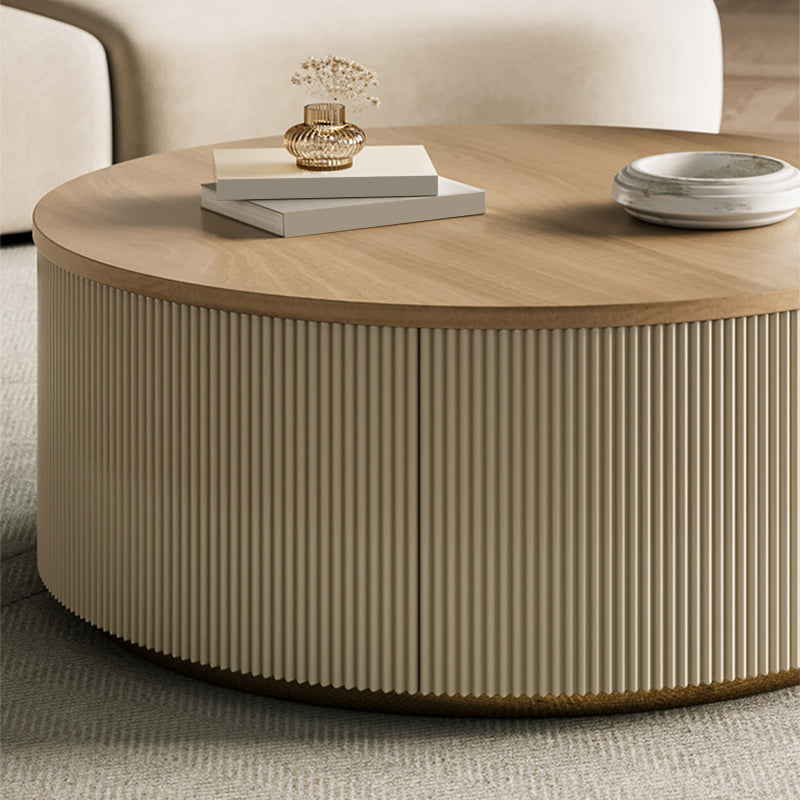 Modern Round Coffee Table Solid Wood Nesting Coffee Table Set