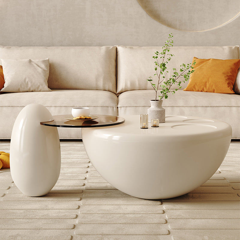 Wooden Coffee Table Round Nesting Coffee Table Set for Living Room