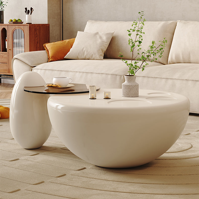 Wooden Coffee Table Round Nesting Coffee Table Set for Living Room