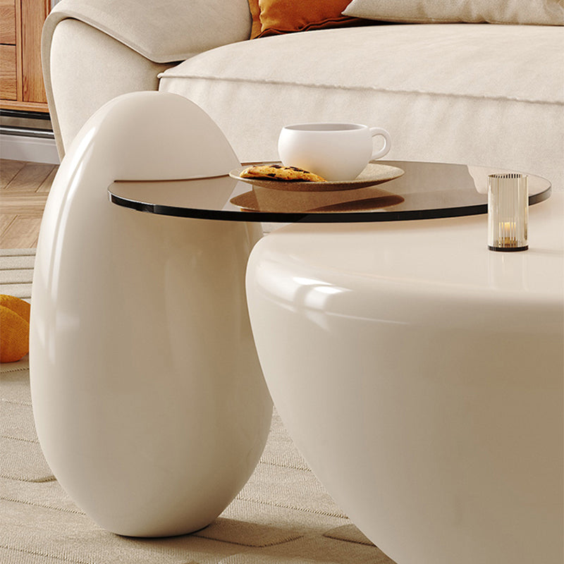 Wooden Coffee Table Round Nesting Coffee Table Set for Living Room