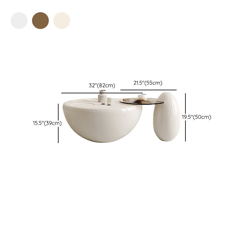 Wooden Coffee Table Round Nesting Coffee Table Set for Living Room