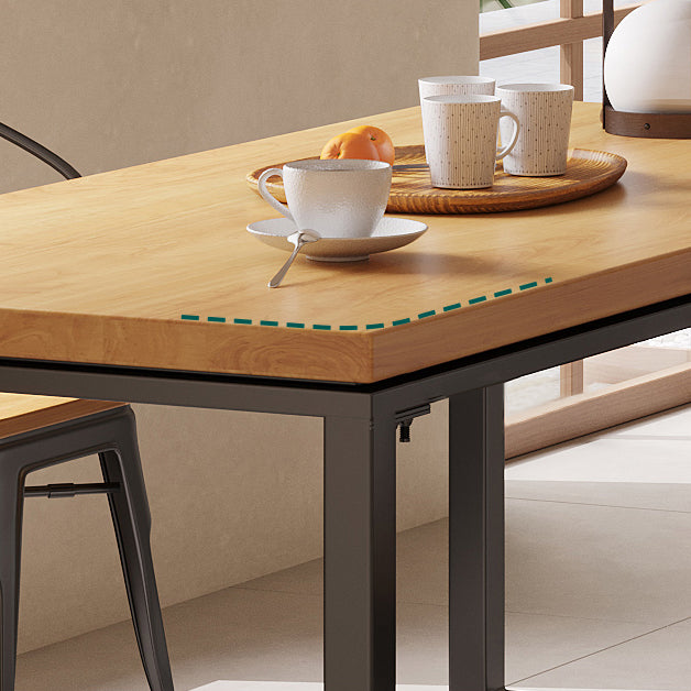 Industrial Wood Dining Table Set 1/2/5 Pieces with Metal Base Kitchen Furniture Set