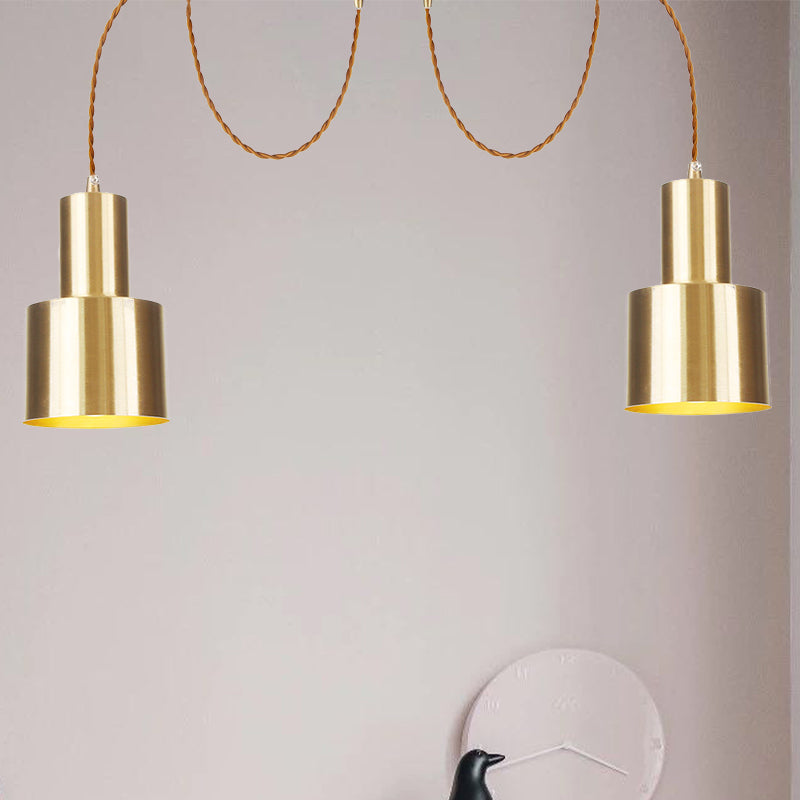 Tubular Living Room Multi Pendant Light Industrial Metal 2/3/4-Light Gold Finish Swag Ceiling Lamp