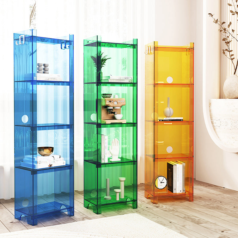 Contemporary Closed Back Bookshelf Acrylic Vertical Bookcase with Shelves