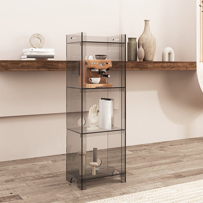Contemporary Closed Back Bookshelf Acrylic Vertical Bookcase with Shelves