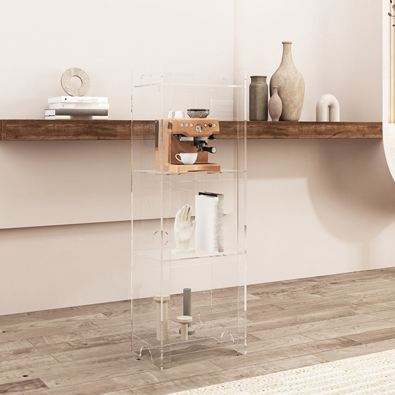 Contemporary Closed Back Bookshelf Acrylic Vertical Bookcase with Shelves