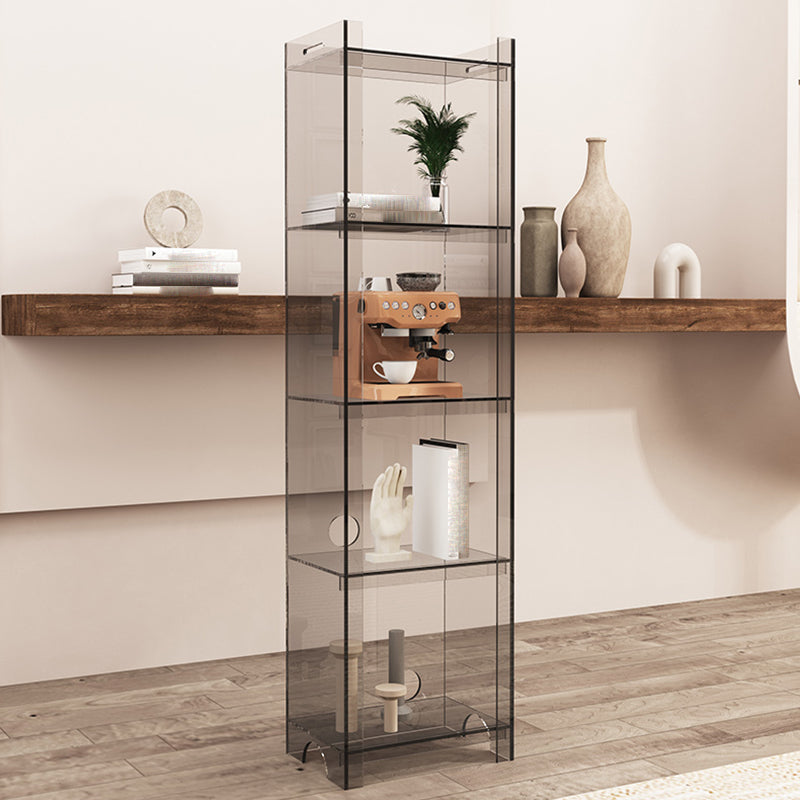 Contemporary Closed Back Bookshelf Acrylic Vertical Bookcase with Shelves