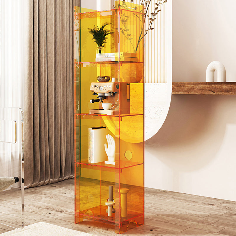 Contemporary Closed Back Bookshelf Acrylic Vertical Bookcase with Shelves