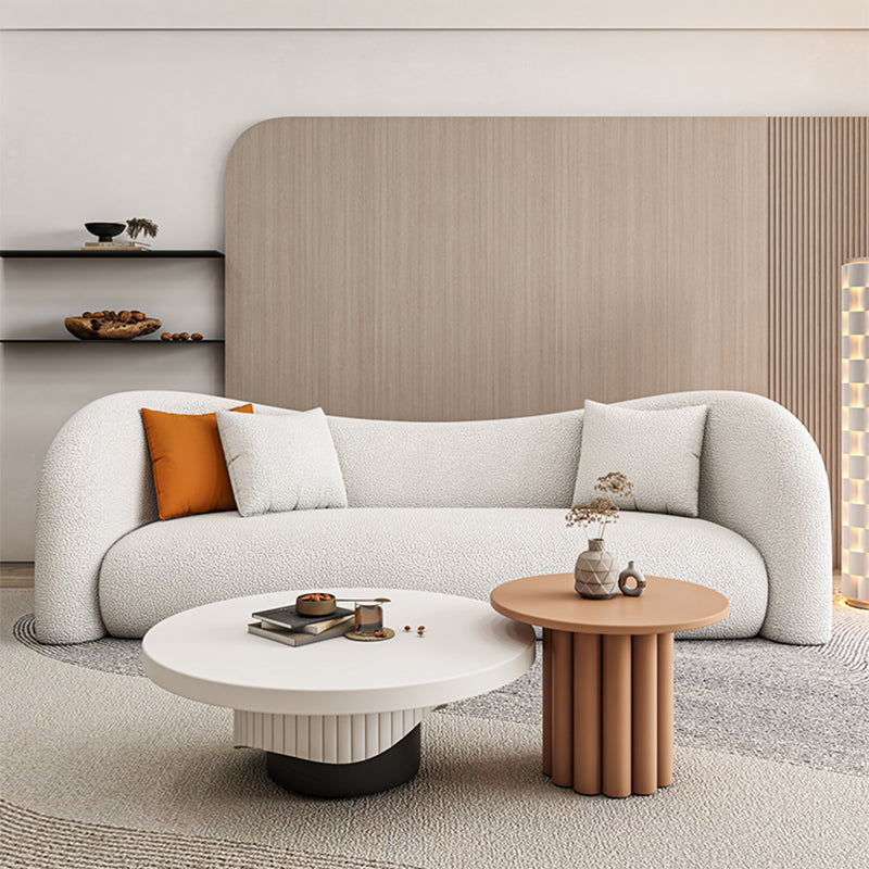 Modern Coffee Table Wooden Round Nesting Coffee Table Set with Pedestal Legs