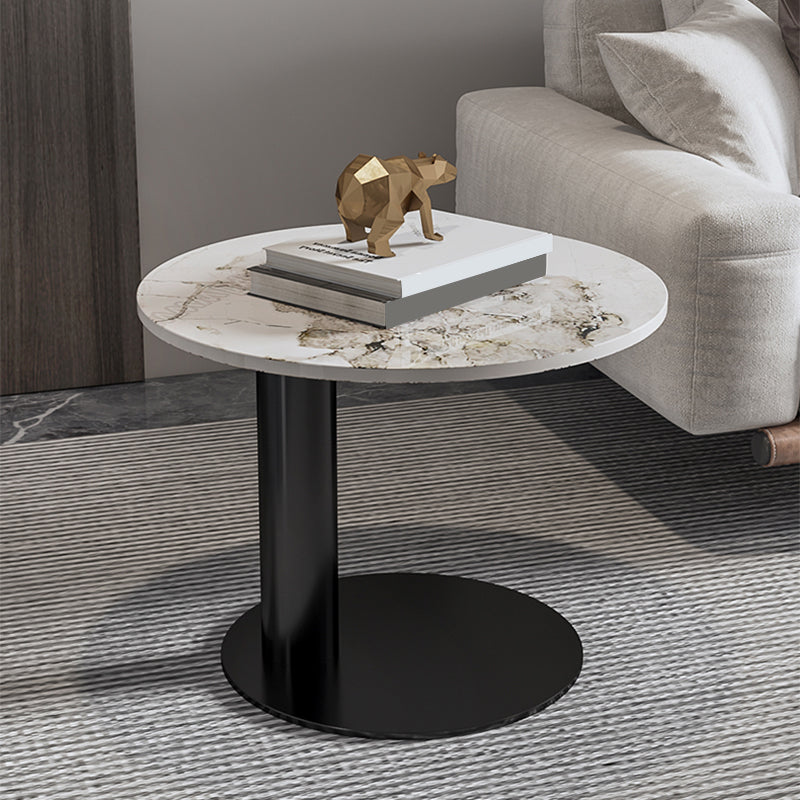 Modern Coffee Table Slate Round Nesting Coffee Table Set with Black Legs