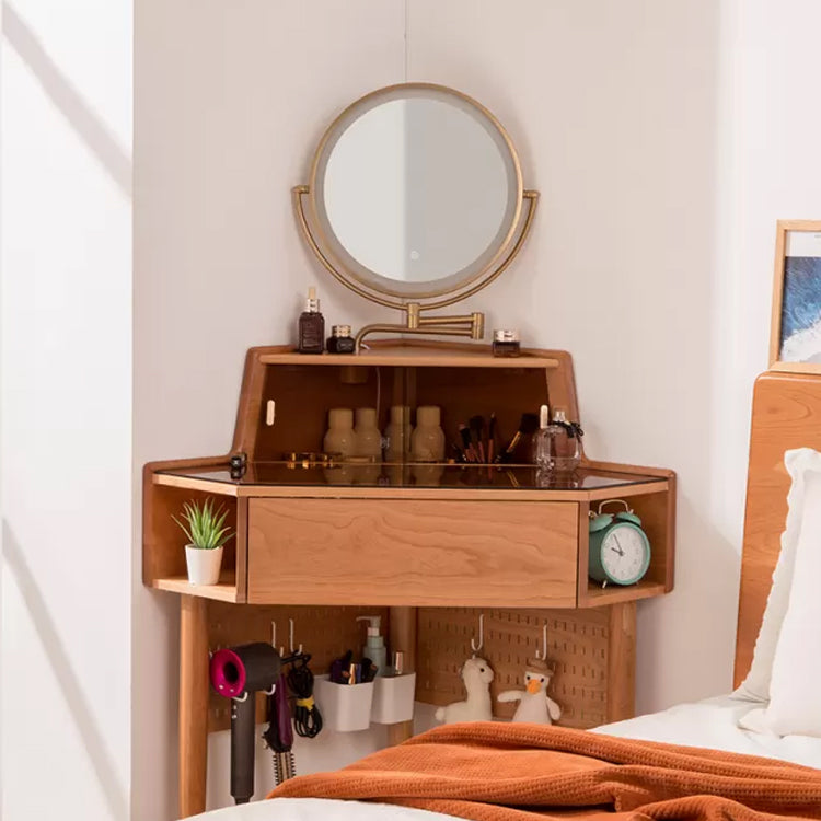 Contemporary Mirrored Glass Drawers Make-up Vanity with Storage for Bedroom
