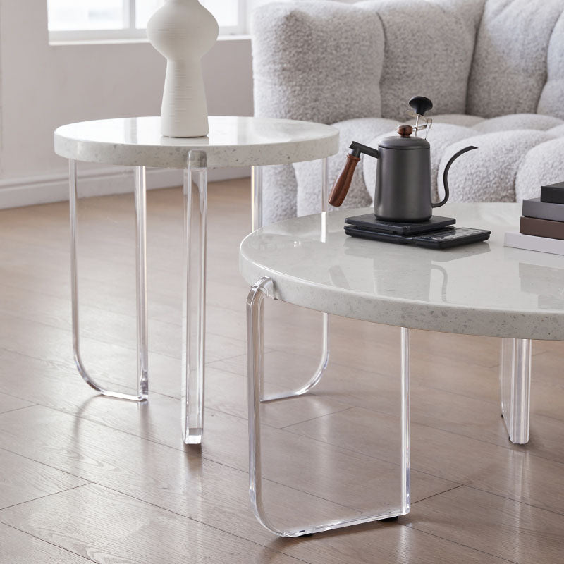 Contemporary Stone Coffee Table 3 Legs Coffee Cocktail Table