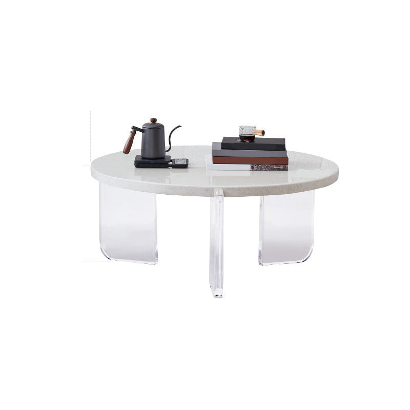 Contemporary Stone Coffee Table 3 Legs Coffee Cocktail Table