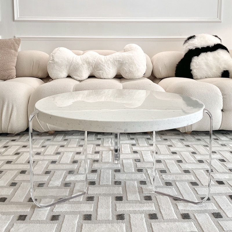 Contemporary Stone Coffee Table 3 Legs Coffee Cocktail Table