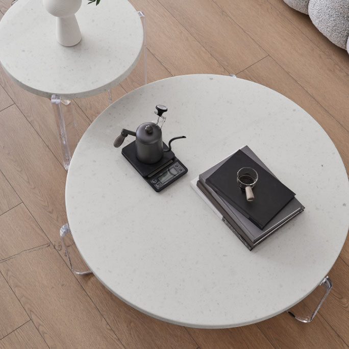 Contemporary Stone Coffee Table 3 Legs Coffee Cocktail Table