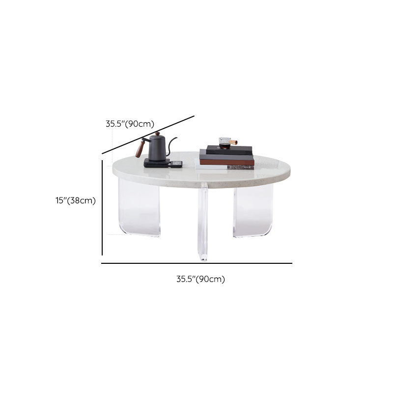 Contemporary Stone Coffee Table 3 Legs Coffee Cocktail Table