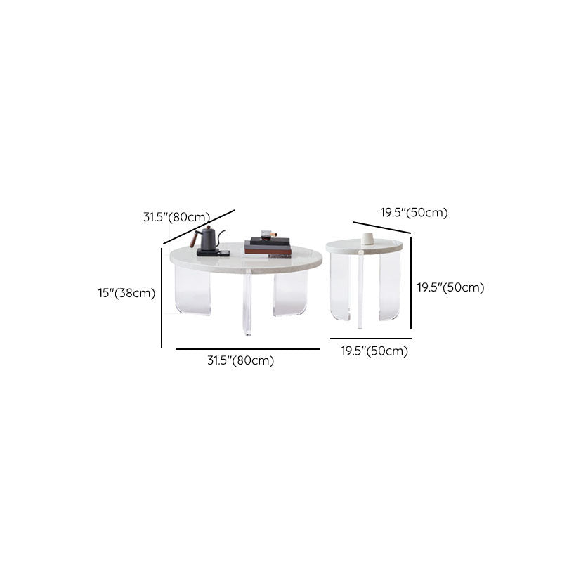 Contemporary Stone Coffee Table 3 Legs Coffee Cocktail Table