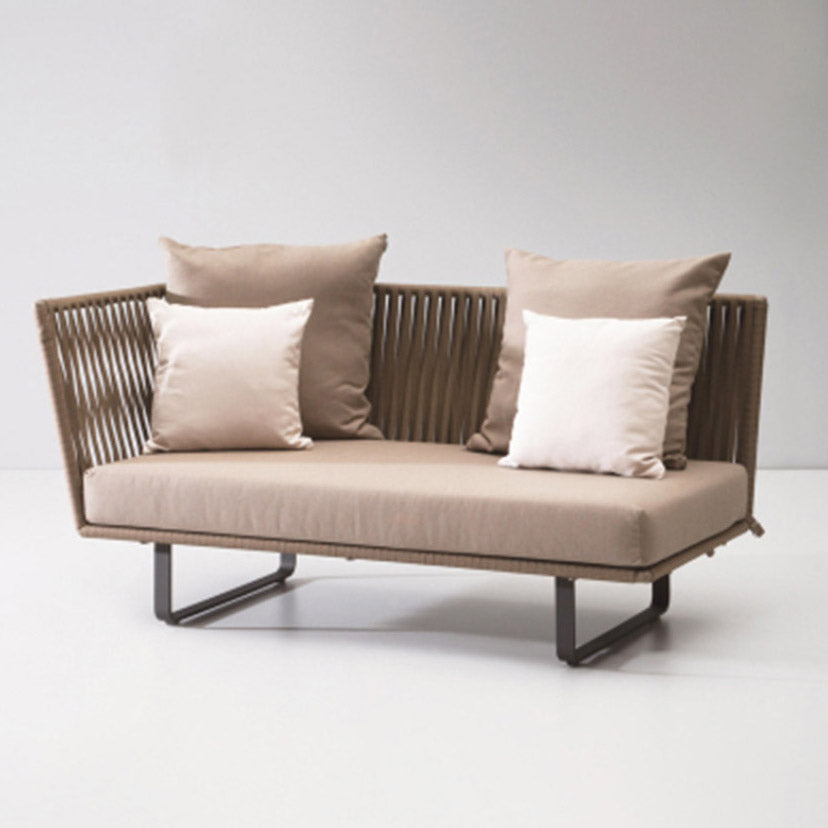 Tropical Patio Sofa Wicker/Rattan Gray Fabric With Cushions Outdoor Patio Sofa