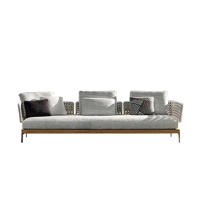 Tropical Patio Sofa Fade Resistant Metal Outdoor Patio Sofa with Cushions