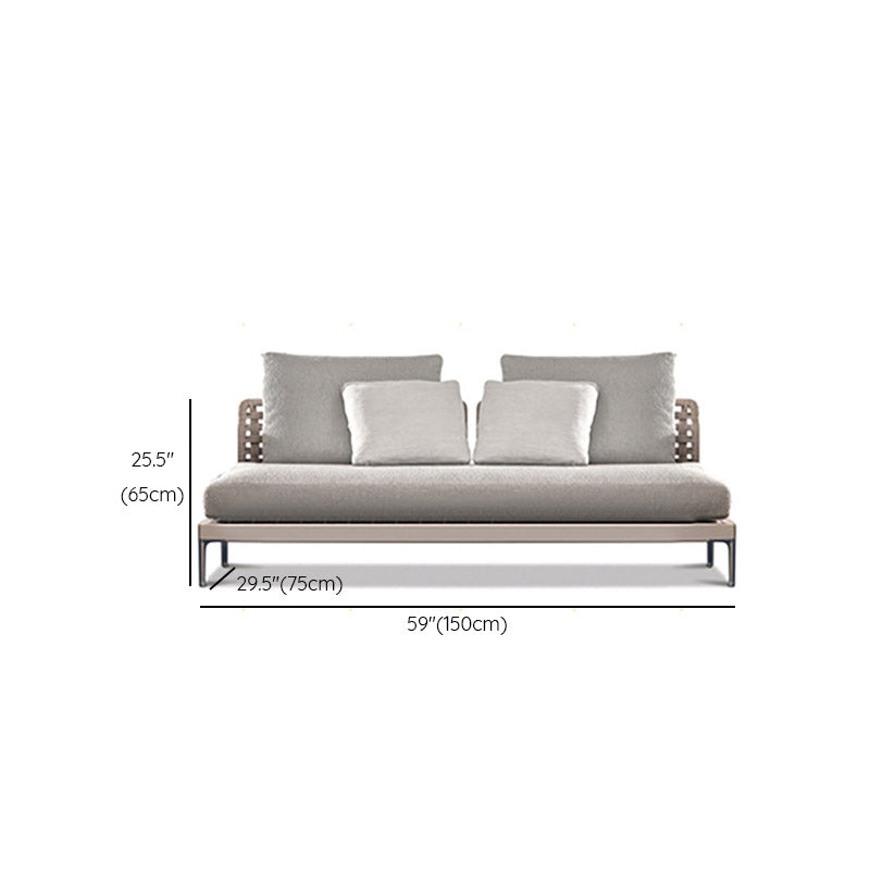Tropical Patio Sofa Fade Resistant Metal Outdoor Patio Sofa with Cushions