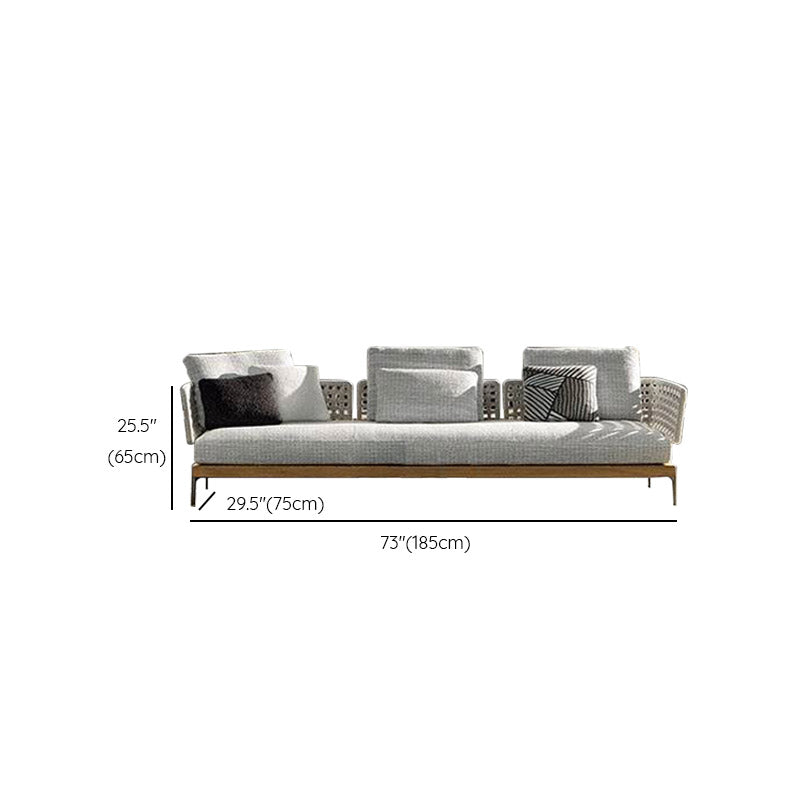 Tropical Patio Sofa Fade Resistant Metal Outdoor Patio Sofa with Cushions