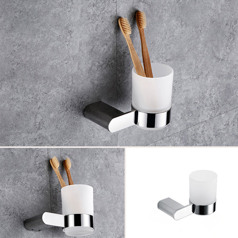 Contemporary Bathroom Accessories Hardware Set in Silver with Soap Dish