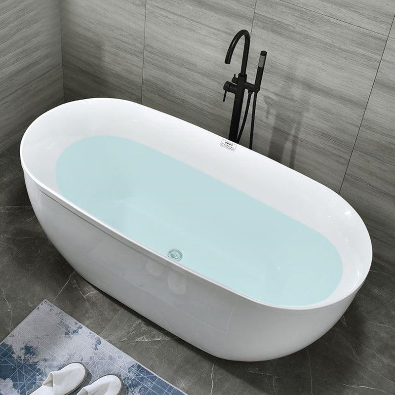 Modern Oval Bathtub Acrylic Freestanding Soaking White Back to Wall Bath