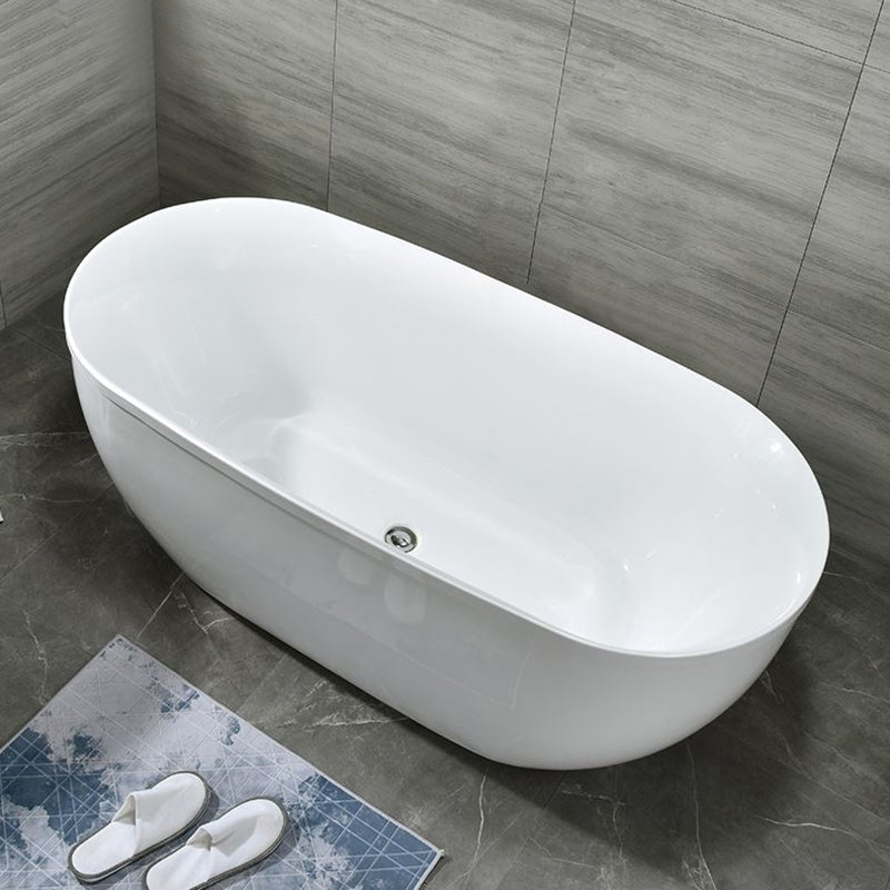 Modern Oval Bathtub Acrylic Freestanding Soaking White Back to Wall Bath