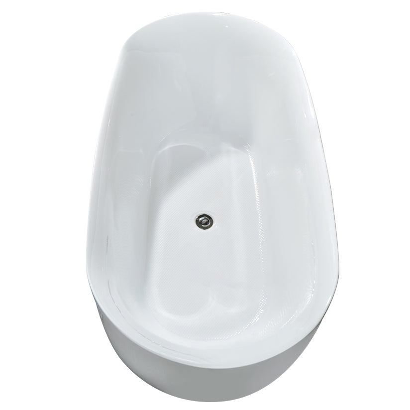 Modern Oval Bathtub Acrylic Freestanding Soaking White Back to Wall Bath