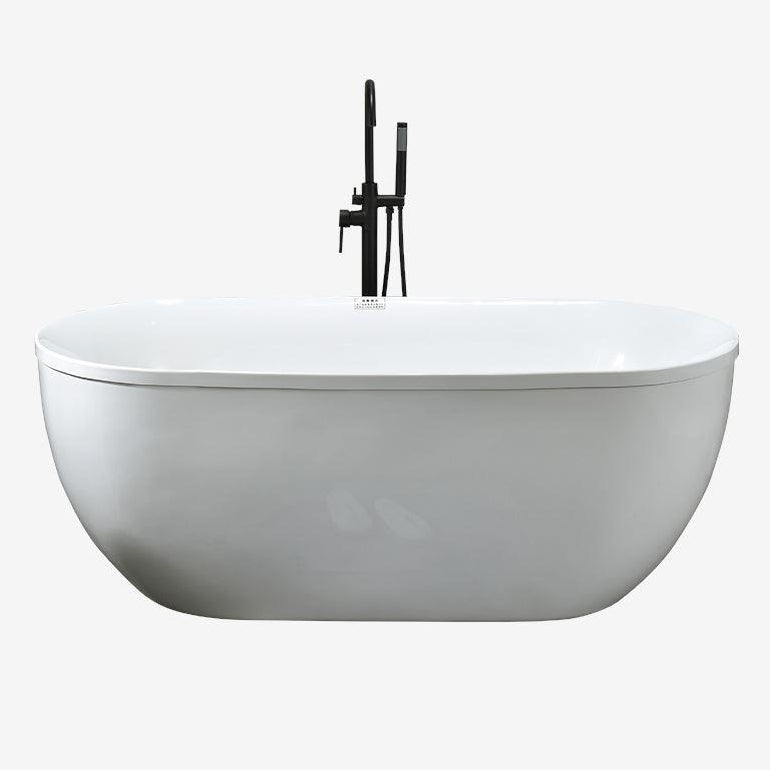 Modern Oval Bathtub Acrylic Freestanding Soaking White Back to Wall Bath
