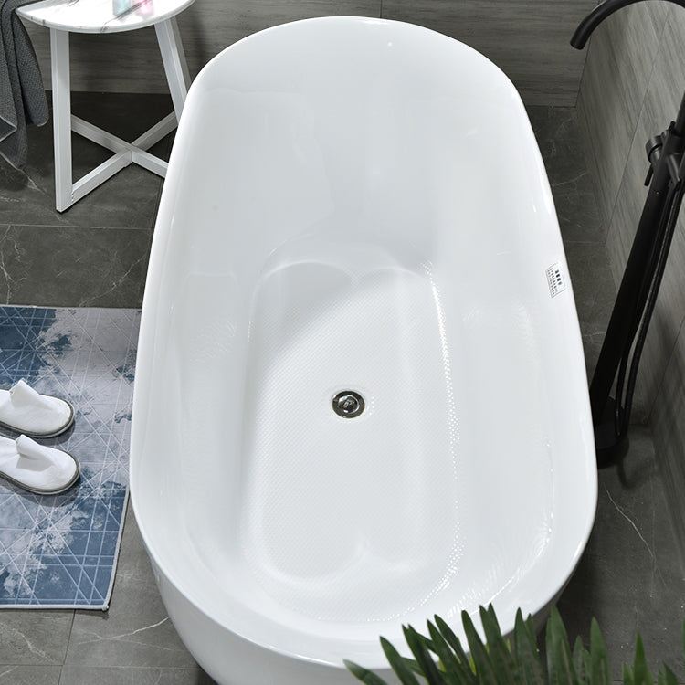 Modern Oval Bathtub Acrylic Freestanding Soaking White Back to Wall Bath