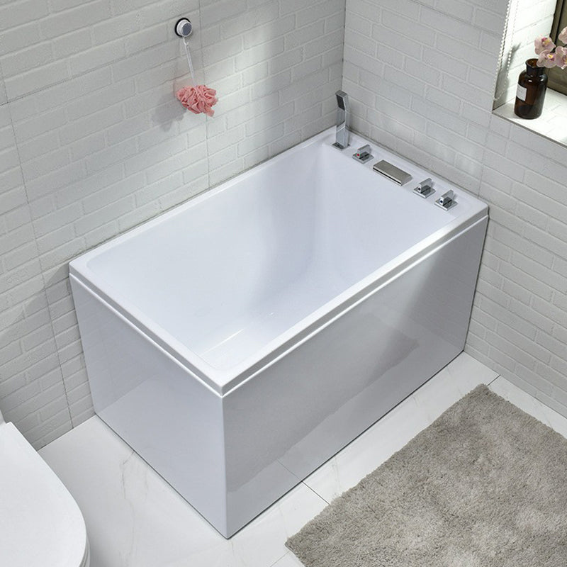 Modern Stand Alone White Bath Acrylic Rectangular Soaking Bathtub