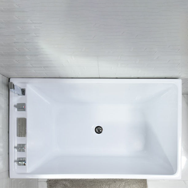 Modern Stand Alone White Bath Acrylic Rectangular Soaking Bathtub