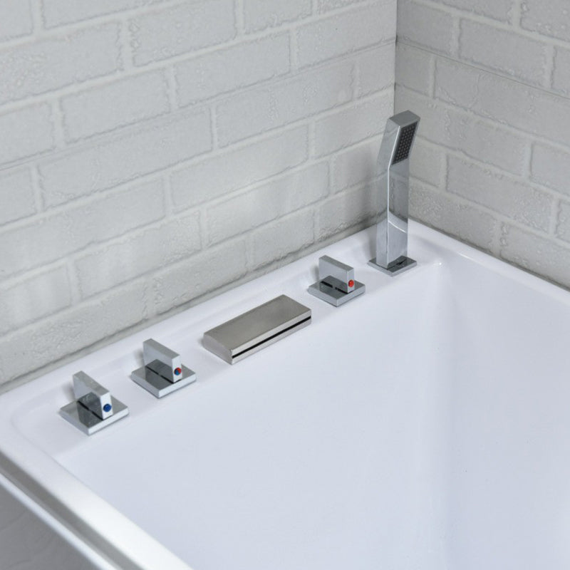 Modern Stand Alone White Bath Acrylic Rectangular Soaking Bathtub