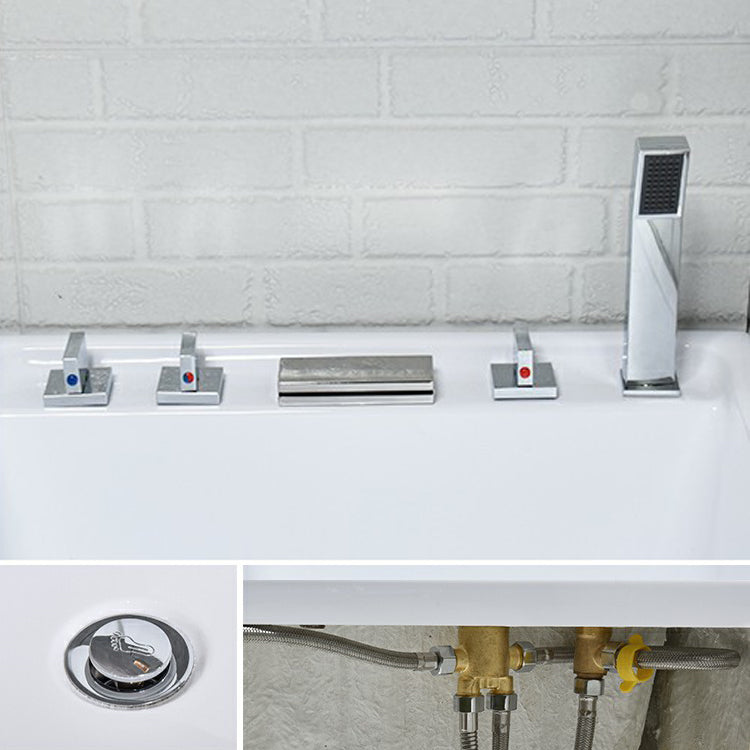 Modern Stand Alone White Bath Acrylic Rectangular Soaking Bathtub