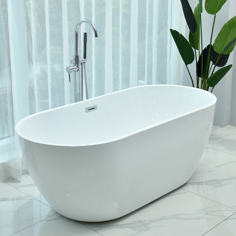 Antique Finish Stand Alone Bathtub Modern Soaking Oval Bath Tub