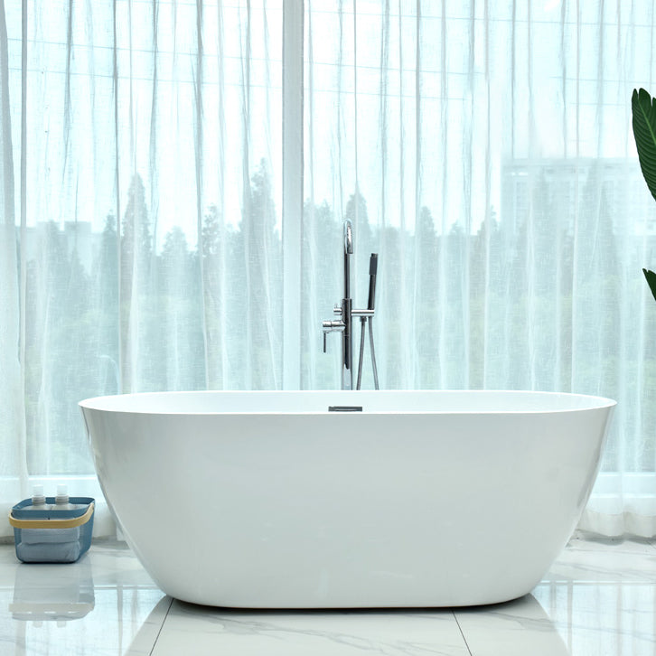 Antique Finish Stand Alone Bathtub Modern Soaking Oval Bath Tub