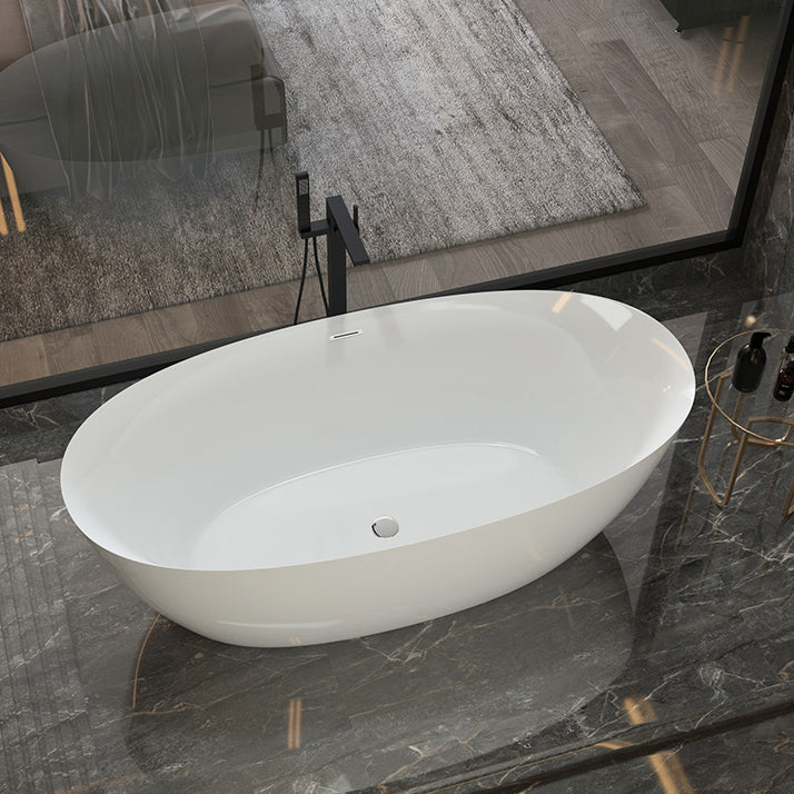 Modern Oval Bathtub Freestanding Acrylic Soaking Back to Wall Bath