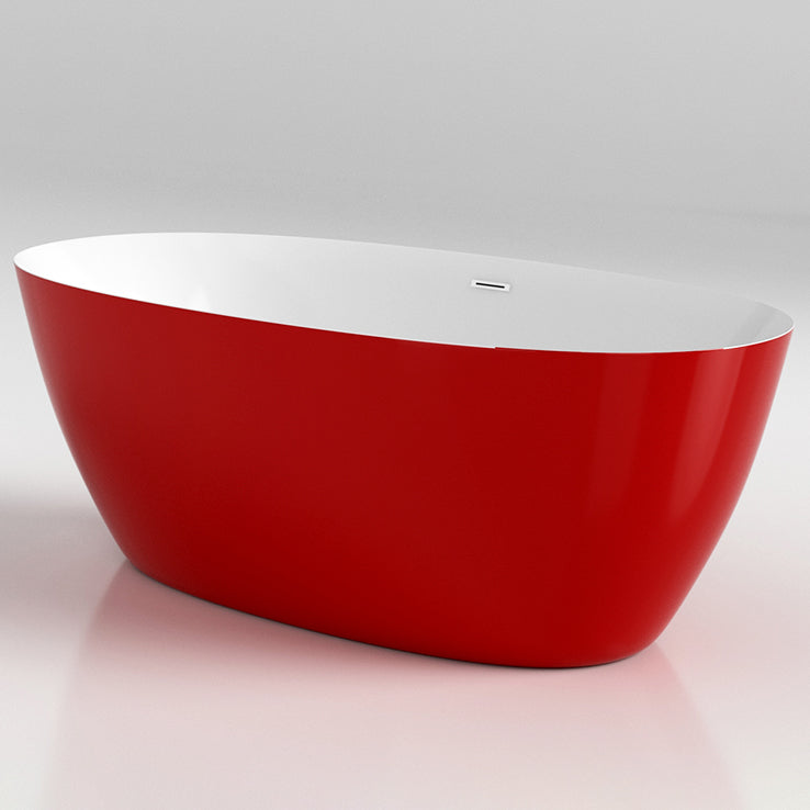 Modern Oval Bathtub Freestanding Acrylic Soaking Back to Wall Bath