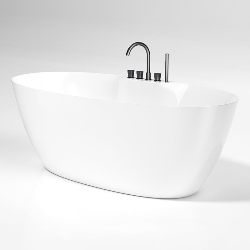 Modern Oval Bathtub Freestanding Acrylic Soaking Back to Wall Bath