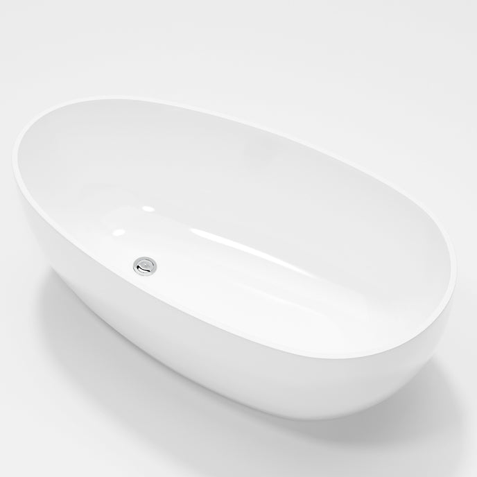 Modern Oval Bathtub Freestanding Acrylic Soaking Back to Wall Bath