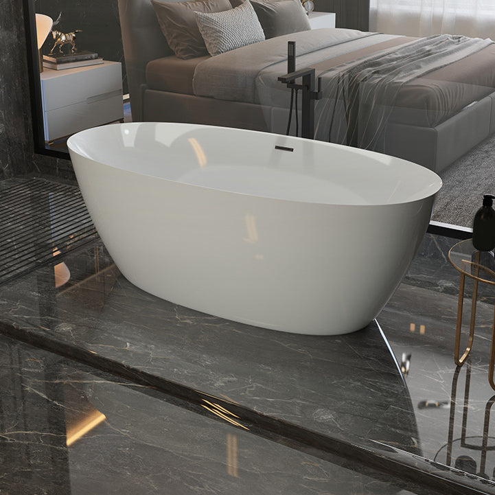 Modern Oval Bathtub Freestanding Acrylic Soaking Back to Wall Bath